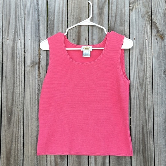 Talbots pink sweater cotton blend textured sleeveless top medium small xs Barbie - Picture 1 of 11